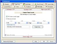 Page Setup and Footer Options