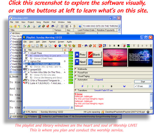 Worship LIVE! version 6 - intro screenshot
